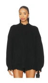 Simkhai Willa Distressed Ribbed Wool Sweater In Black