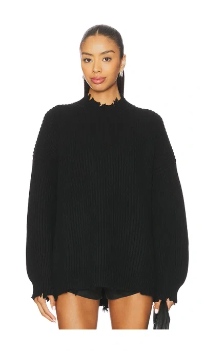Simkhai Willa Distressed Ribbed Wool Sweater In Black