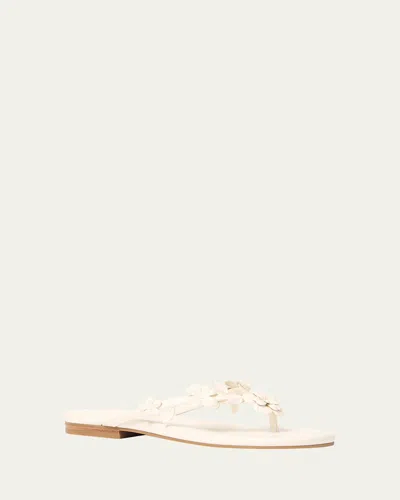 Simkhai Willow Floral Applique Leather Sandals In White