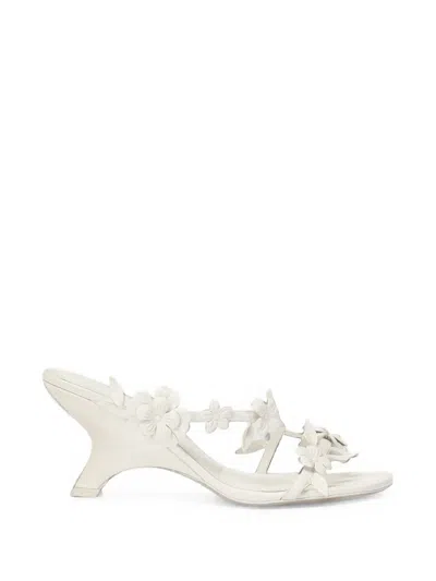 Simkhai Leather Floral Willow Heeled Sandals 75 In White