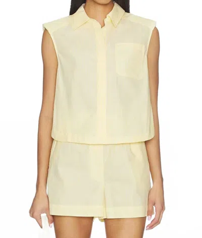Simkhai Winslow Cropped Shirt In Buttercream Stripe In Yellow
