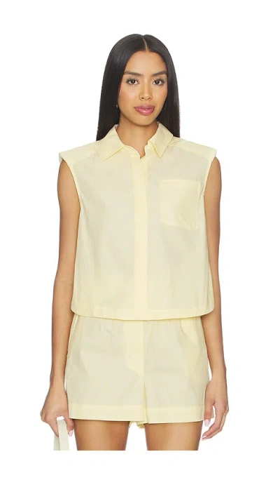 Simkhai Winslow Short Sleeve Cropped Shirt In Yellow
