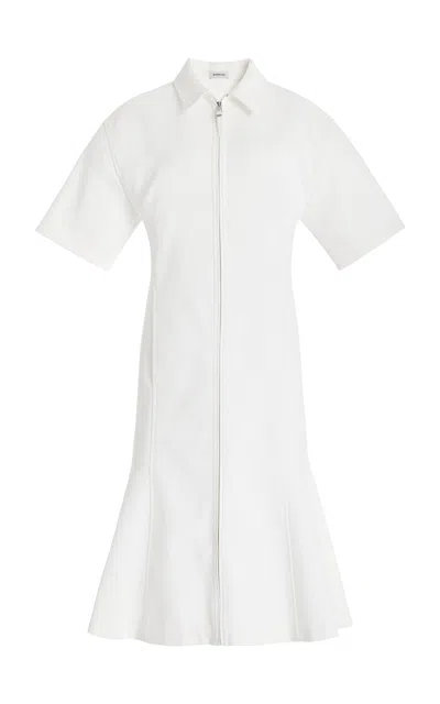 Simkhai Winslow Zip-front Suiting Midi Shirt Dress In Ivory