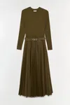 Simkhai Women's Abilene Knit Combo Midi Dress In Alligator In Green