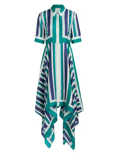 Simkhai Abrielle Striped Handkerchief Midi Dress In Green