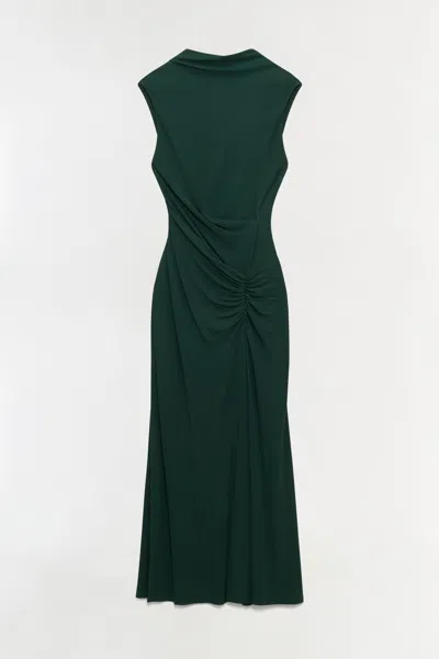 Simkhai Women's Acacia Draped Jersey Midi Dress In Everglade In Green