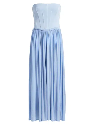 Simkhai Adalys Gathered Stretch-jersey Bustier Maxi Dress In Blue