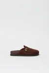 Simkhai Women's Adara Buckle Suede Slipper In Cacao In Brown