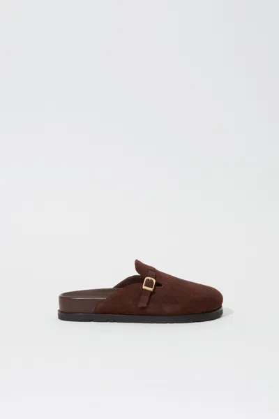 Simkhai Women's Adara Buckle Suede Slipper In Cacao In Brown