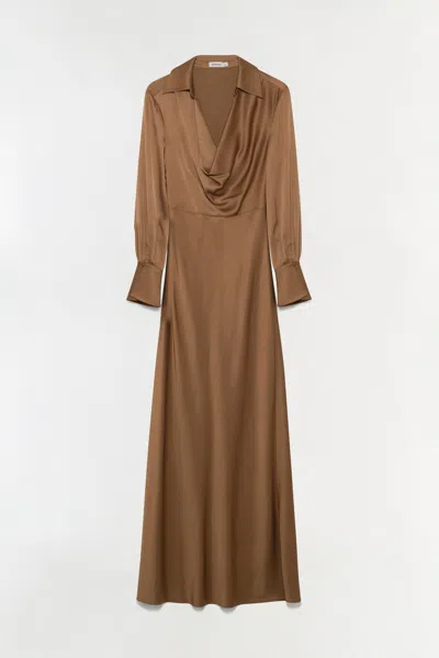 Simkhai Women's Adelle Draped Satin Gown In Chai In Brown