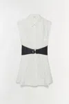 Simkhai Adler Belted Cotton Mini Dress In White In White