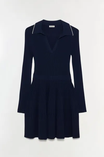 Simkhai Women's Alcott Knit Mini Long Sleeve Dress In Midnight In Blue