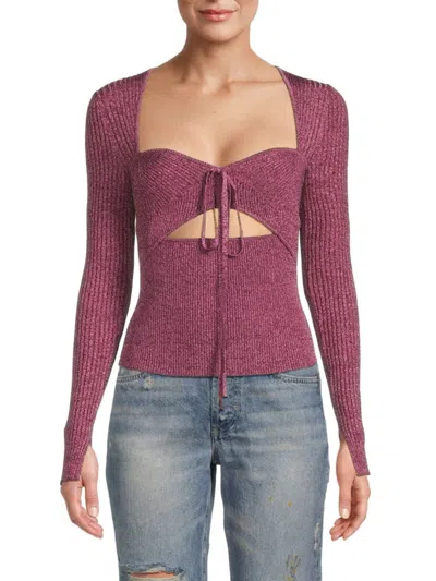 Simkhai Women's Alexia Marled Ribbed Sweater In Mulberry