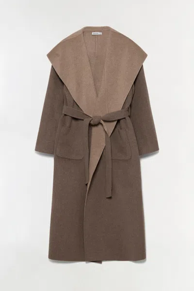 Simkhai Allura Reversible Belted Coat In Brown