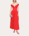 Simkhai Women's Amarantha Pleated Jersey Bustier Off-shoulder Dress In Red