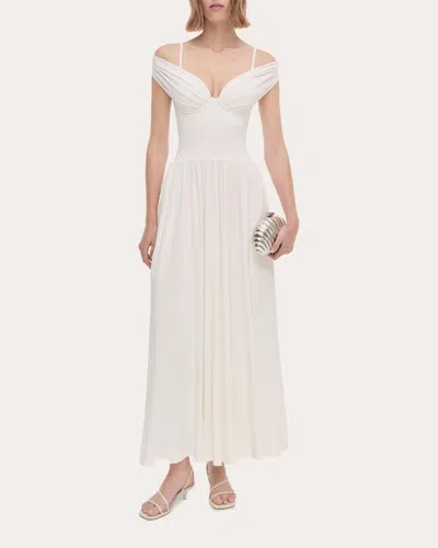 Simkhai Women's Amarantha Pleated Jersey Knit Off-shoulder Dress In White