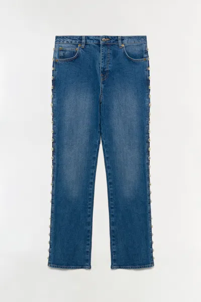 Simkhai Women's Amelia Studded Denim Pants High Rise In Salton In Blue