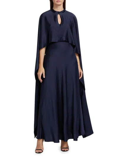 Simkhai Women's Amory Cape A-line Maxi Dress In Blue