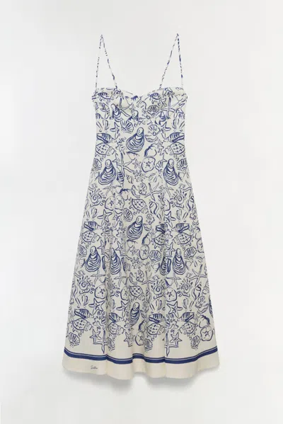 Simkhai Women's Analise Linen Bustier Midi Dress In Blueberry Multi