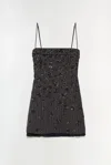 Simkhai Women's Anden Embellished Mini Dress In Charcoal Stripe In Gray