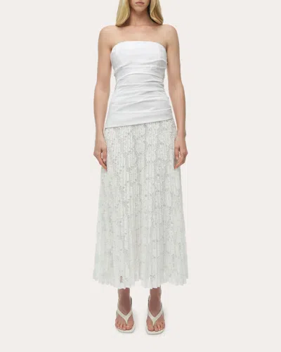 Simkhai Annalise Cotton Lace Midi Dress Ivory In White