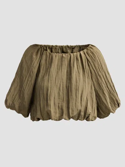 Simkhai Women's Anni Puff-sleeve Crop Top In Green