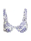 Simkhai Womens Blueberry Multi Anniston Ruched Bikini Top In Multi