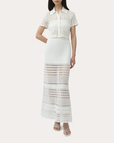 Simkhai Women's Arlan Eyelet Stitch Camp Shirt In White