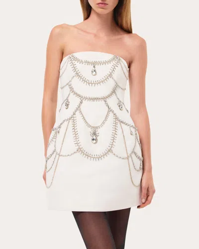 SIMKHAI WOMEN'S ARTA CRYSTAL-EMBELLISHED CADY MINI DRESS