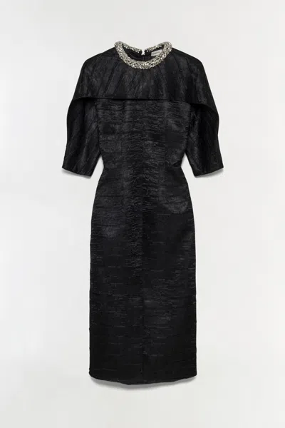 Simkhai Women's Ashleigh Embellished Satin Midi Dress In Black