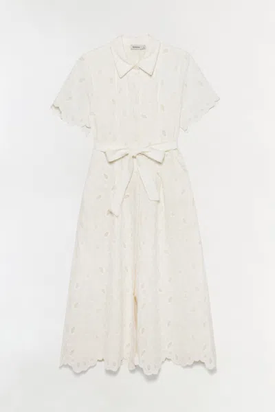 Simkhai Women's Audria Belted Linen Midi Dress In Ivory In White