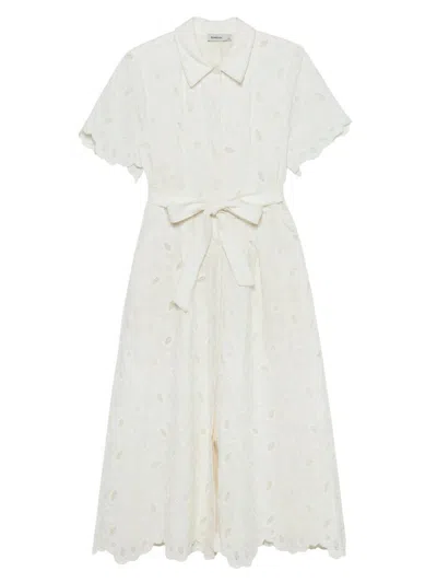 Simkhai Women's Audria Belted Linen Midi Dress In Ivory In White