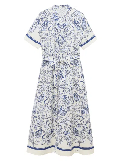 Simkhai Audria Printed Belted Linen-blend Midi Shirt Dress In Multi
