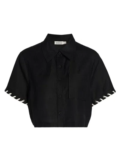 Simkhai Auggie Camp Shirt In Black