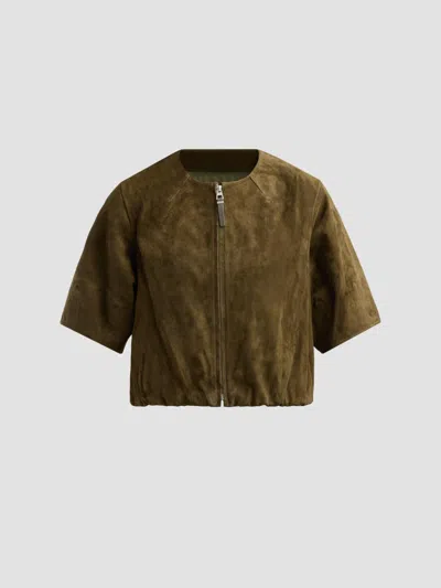 Simkhai Women's Austyn Suede Zip-up Jacket In Green