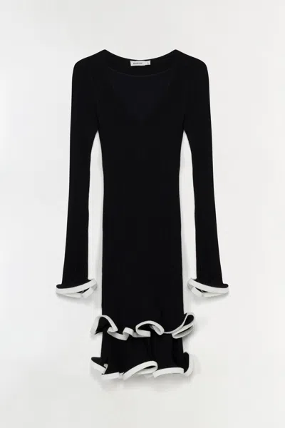 Simkhai Women's Avalon Knit Mini Long Sleeve Dress In Black