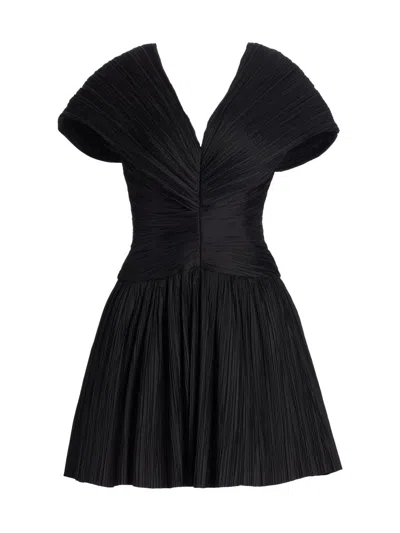 Simkhai Womens Black Avarie Pleated Woven Mini Dress