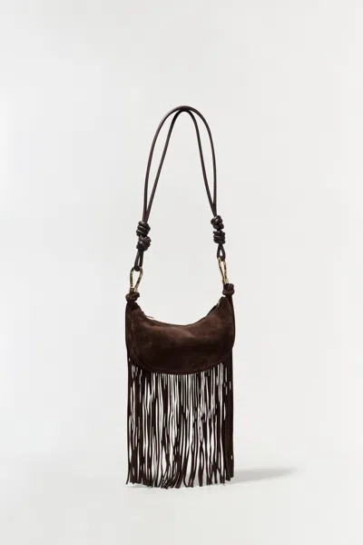 Simkhai Women's Avery Fringe Suede Crossbody In Cacao In Brown