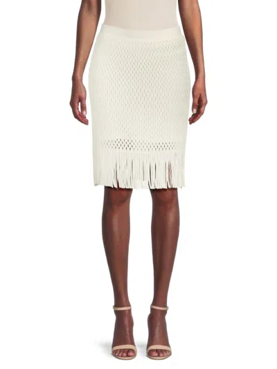 Simkhai Women's Avia Fringed Skirt In White