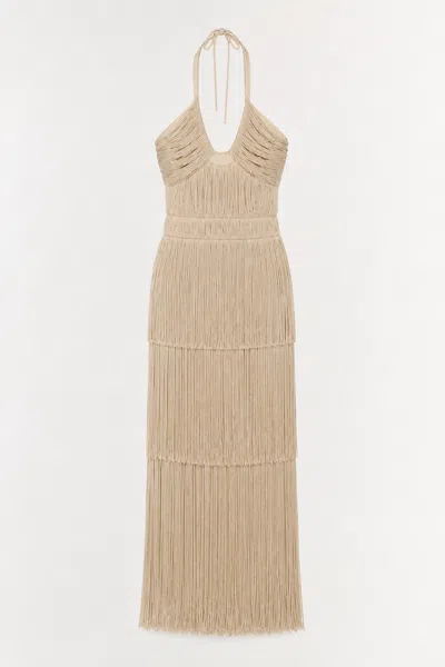 Simkhai Women's Baldwin Draped Fringe Gown In Champagne