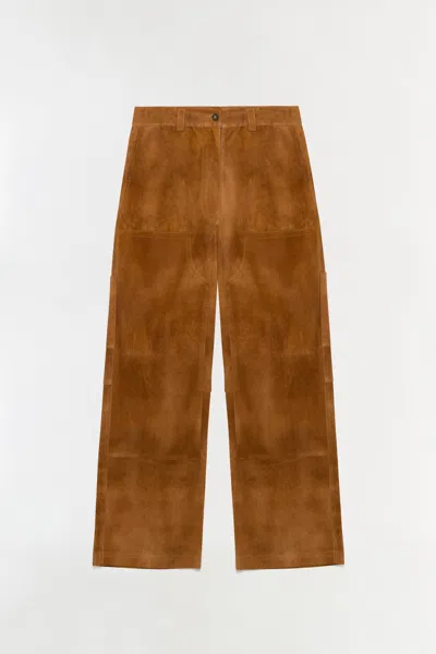 Simkhai Women's Bates Suede Straight Leg Pant In Cognac In Brown