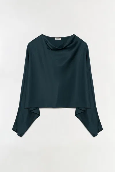 Simkhai Bearitz Draped Cowl-neck Satin Top In Orange