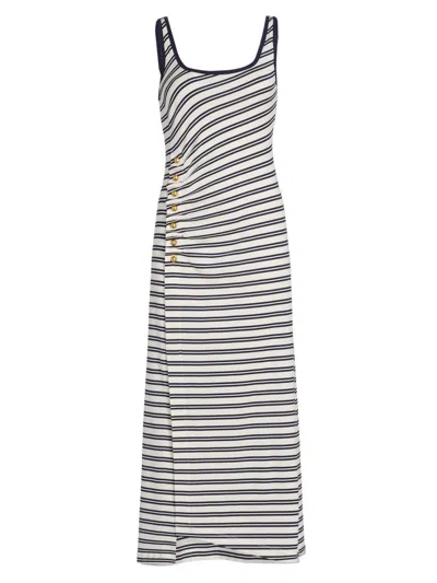 Simkhai Becker Cotton Jersey Midi Dress In Midnight Stripe In Black