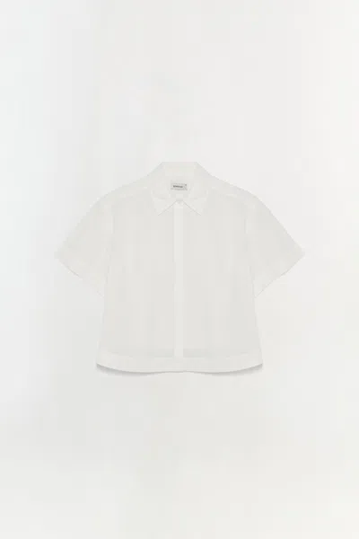 SIMKHAI WOMEN'S BERNIE COTTON PLEATED SHIRT IN WHITE