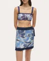 Simkhai Bethany Hydrangea-printed Linen Mini Wrap Skirt In Blue