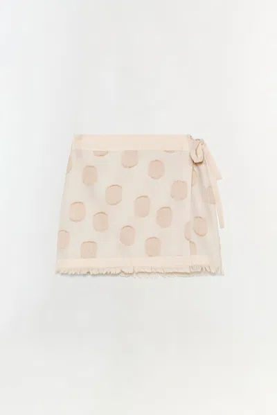 Simkhai Women's Bethany Mini Wrap Skirt In Sand Polka Dot