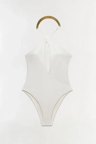 Simkhai Women's Bindi Draped One Piece Swimsuit In Ivory In White