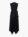 Simkhai Helena Pleated Crepe And Chiffon Midi Dress In Black