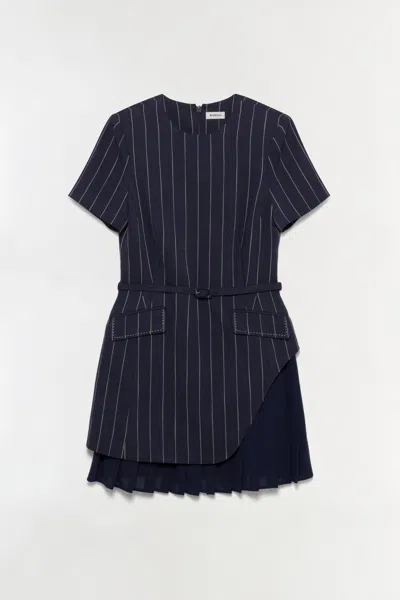 Simkhai Women's Blakely Belted Mini Dress In Midnight Stripe In Blue