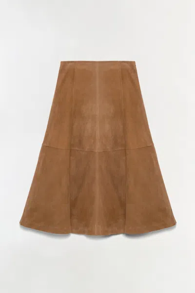 Simkhai Panelling Suede Midi Skirt In Brown